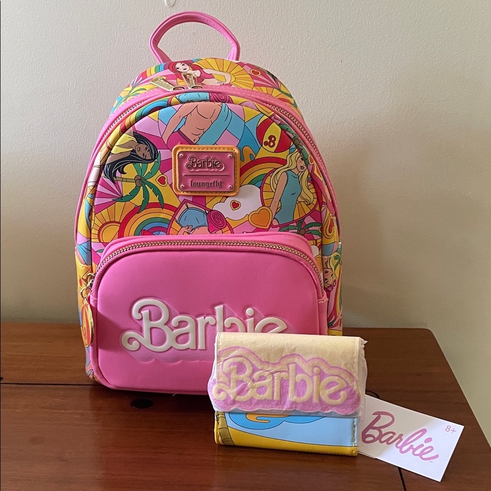 Loungefly X Barbie Fun in the Sun Mini Backpack with Matching Flap Wallet